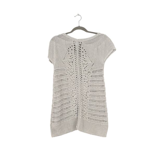 Soft Surroundings Womans Sweater Open Knit Grey SZ PM Cotton Boho Long Line NEW - Picture 9 of 10